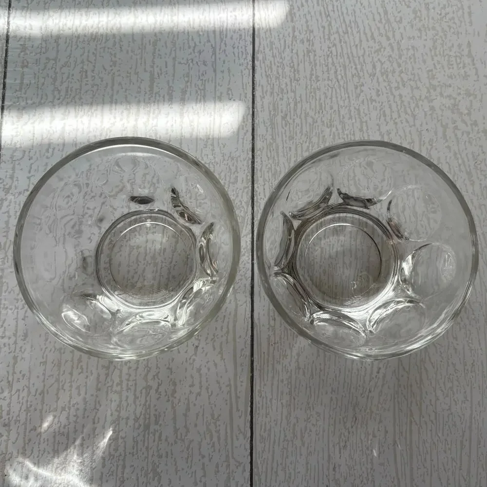 Vintage Thumbprint Glass Dessert Bowls Set of 2